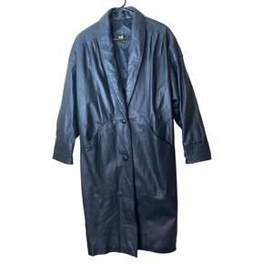 Vintage 80's Real 100%‎ Leather Midi Coal Size M Black